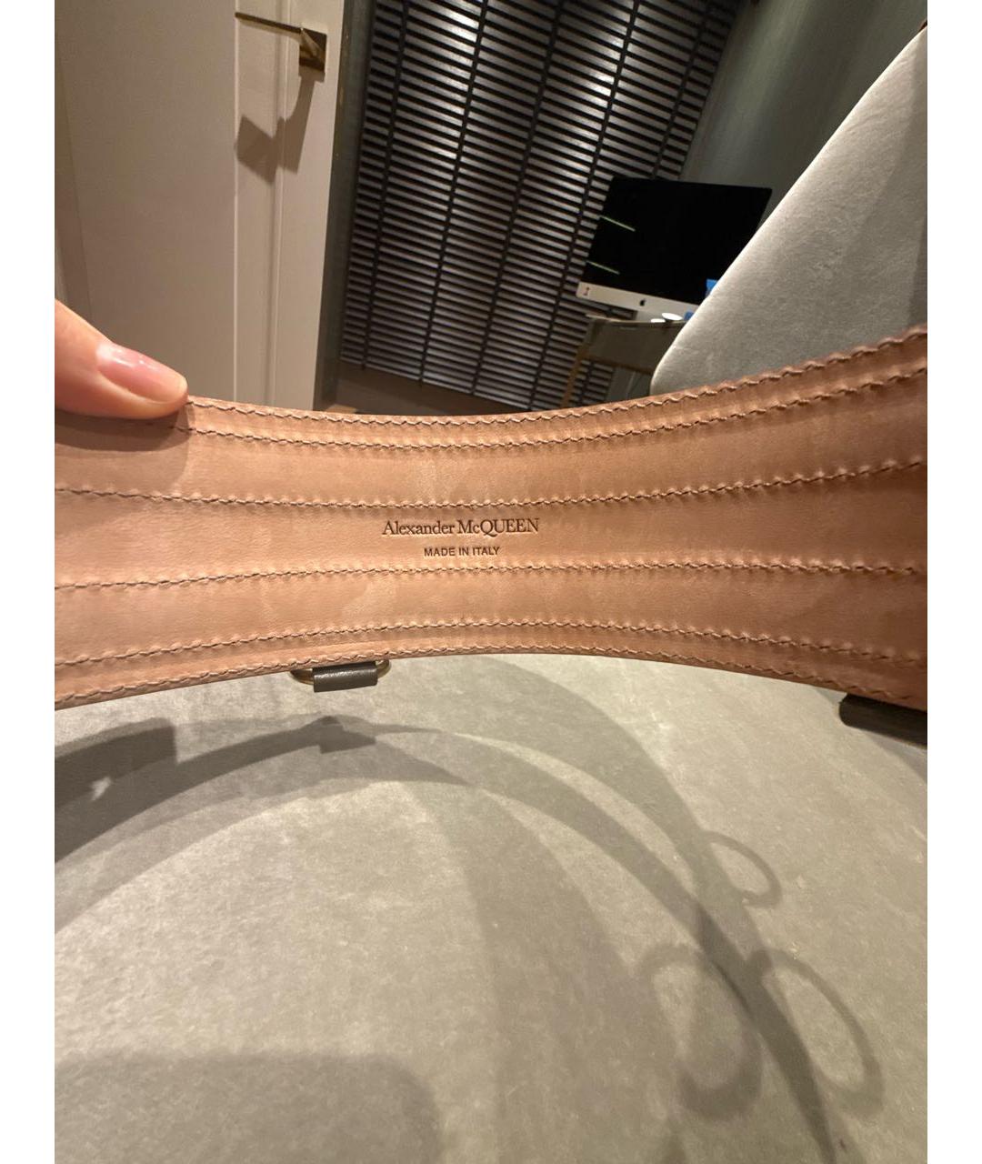 ALEXANDER MCQUEEN Хаки кожаный ремень, фото 3