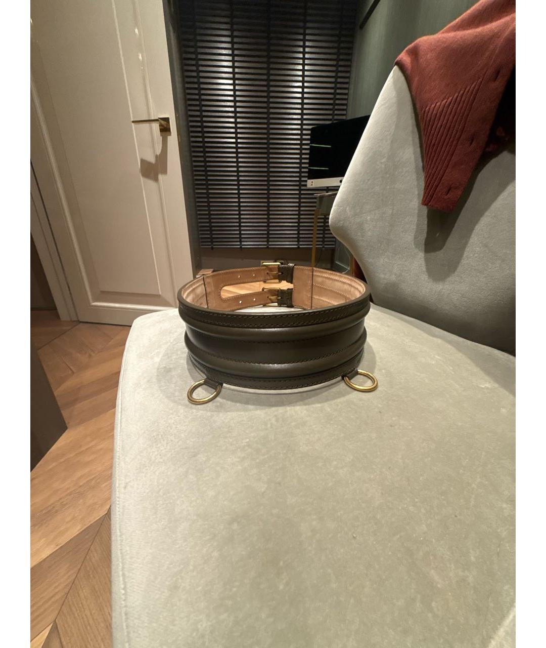 ALEXANDER MCQUEEN Хаки кожаный ремень, фото 5