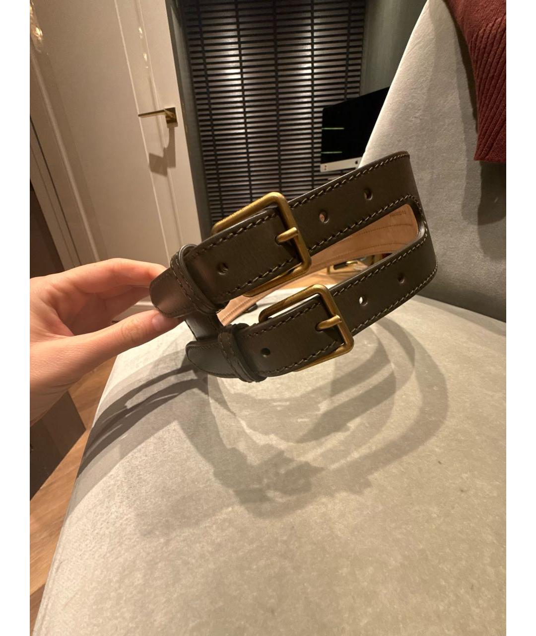 ALEXANDER MCQUEEN Хаки кожаный ремень, фото 2