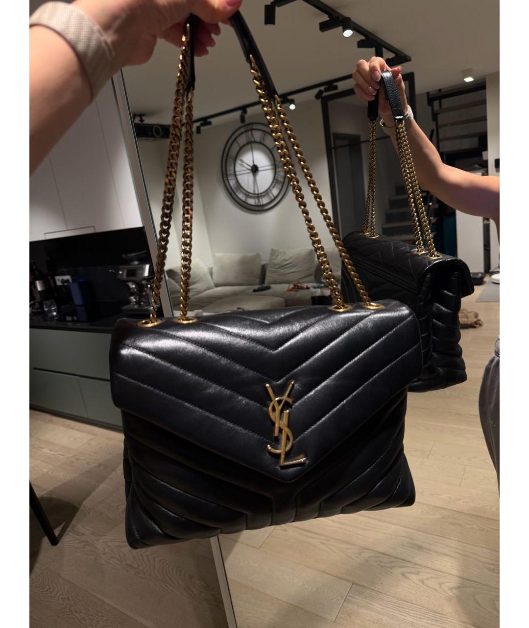 SAINT LAURENT Черная кожаная сумка через плечо, фото 3