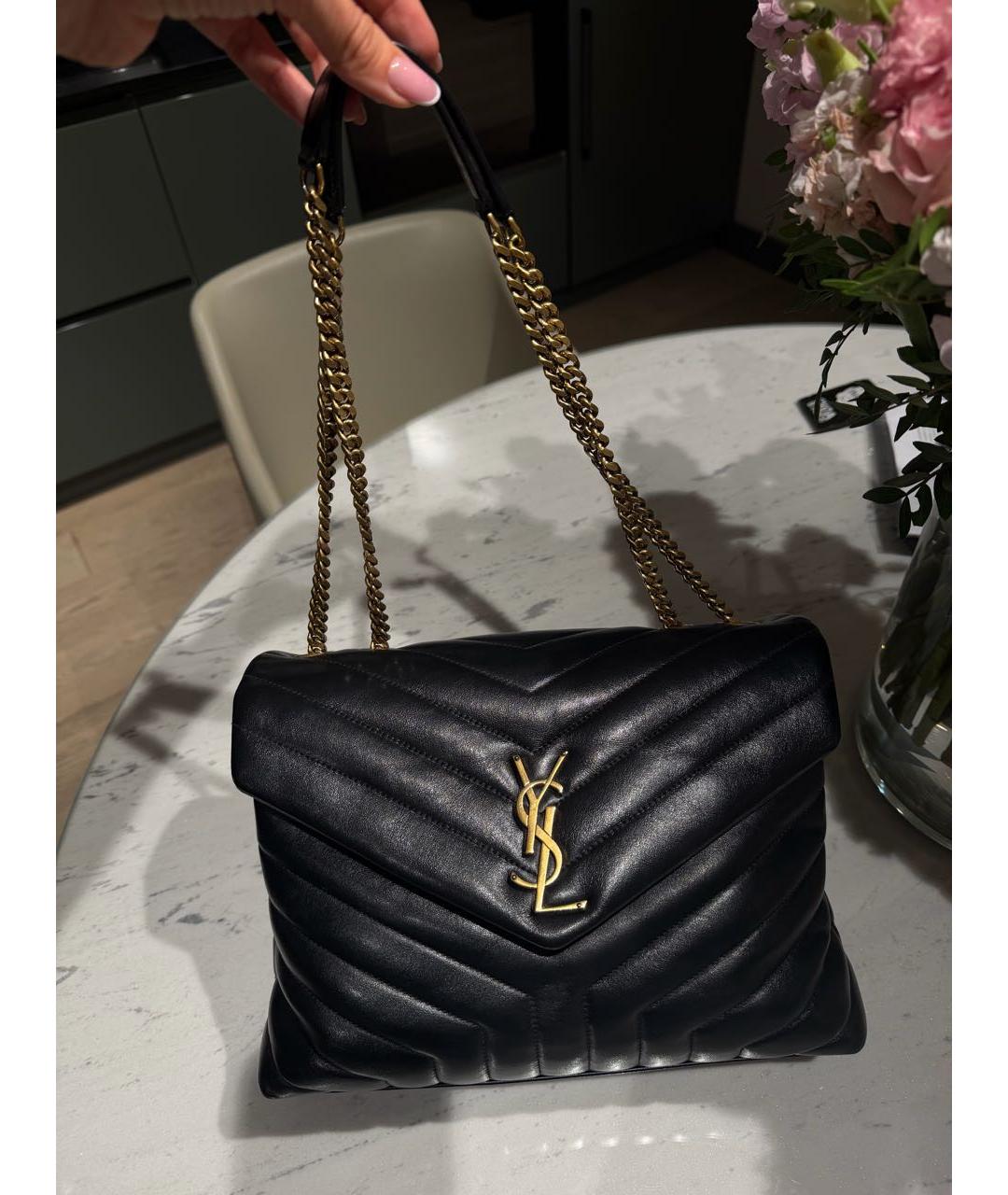 SAINT LAURENT Черная кожаная сумка через плечо, фото 5