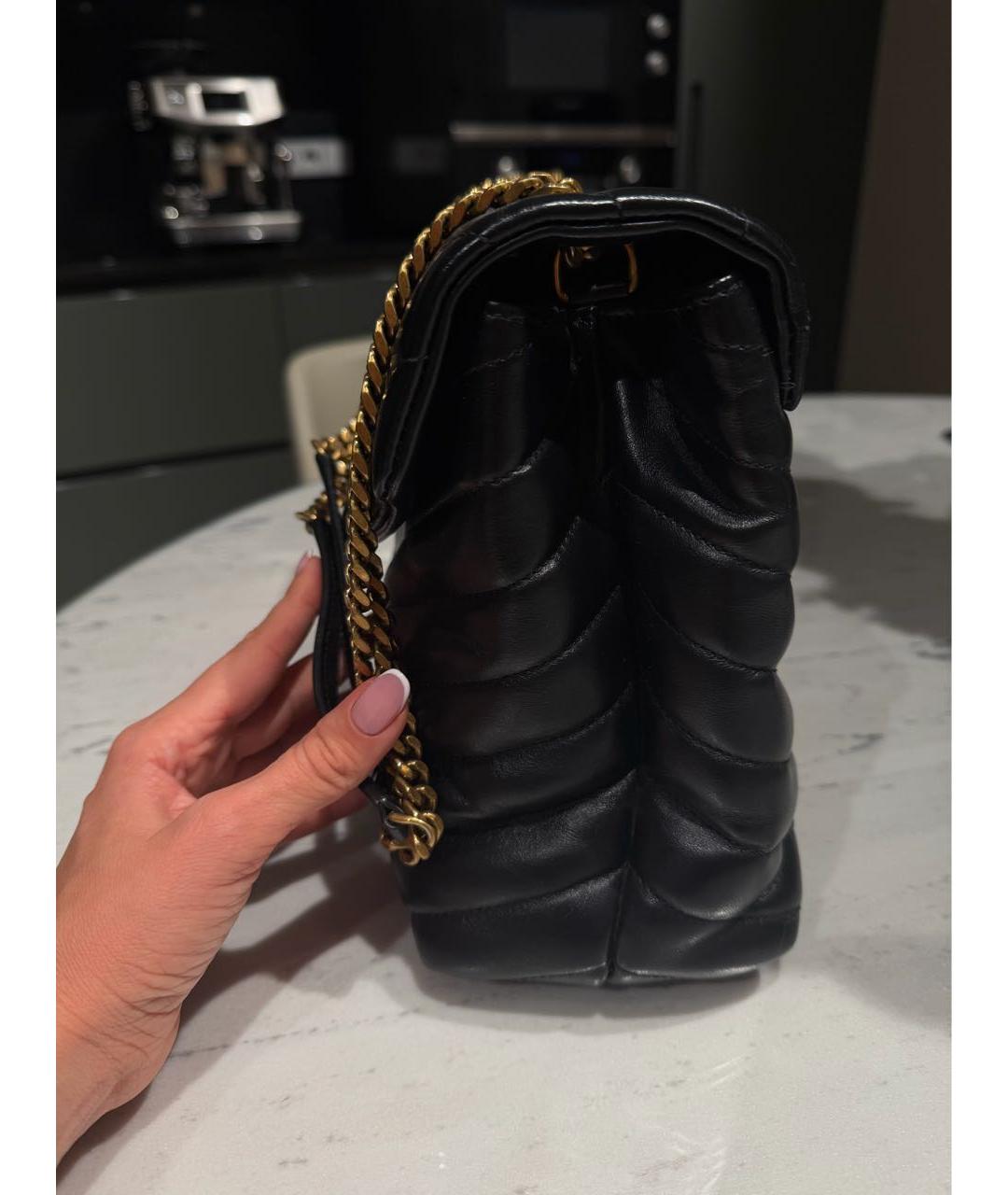 SAINT LAURENT Черная кожаная сумка через плечо, фото 2