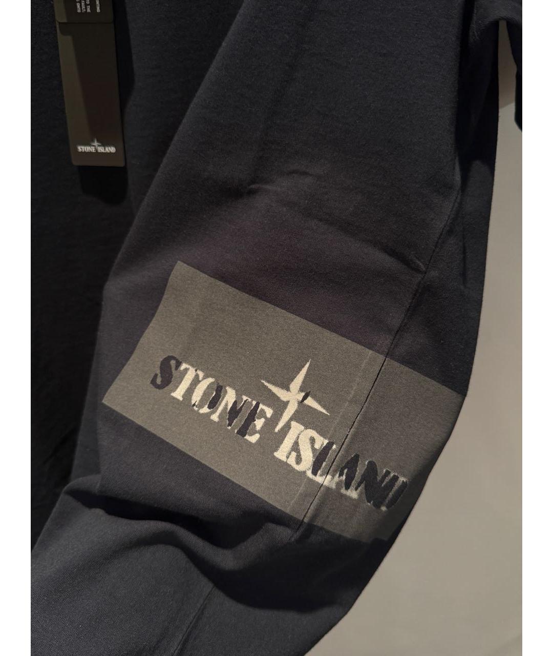 STONE ISLAND Темно-синяя хлопковая футболка, фото 3