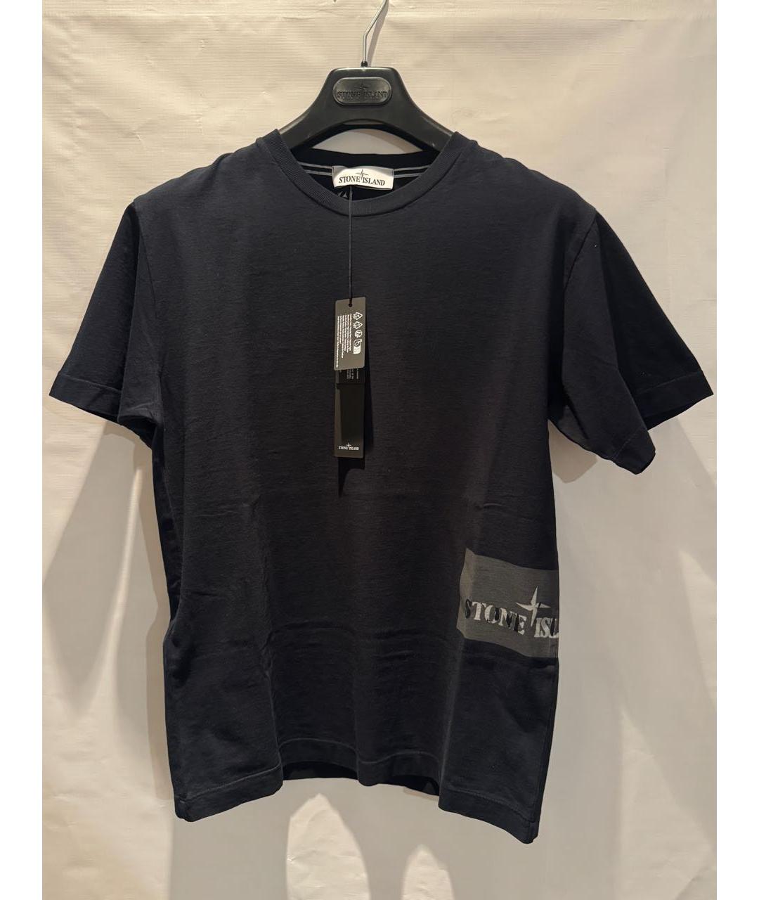 STONE ISLAND Темно-синяя хлопковая футболка, фото 5