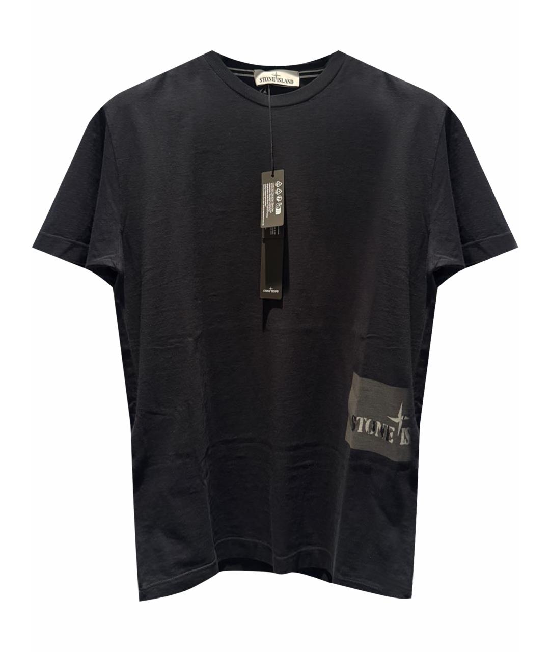STONE ISLAND Темно-синяя хлопковая футболка, фото 1