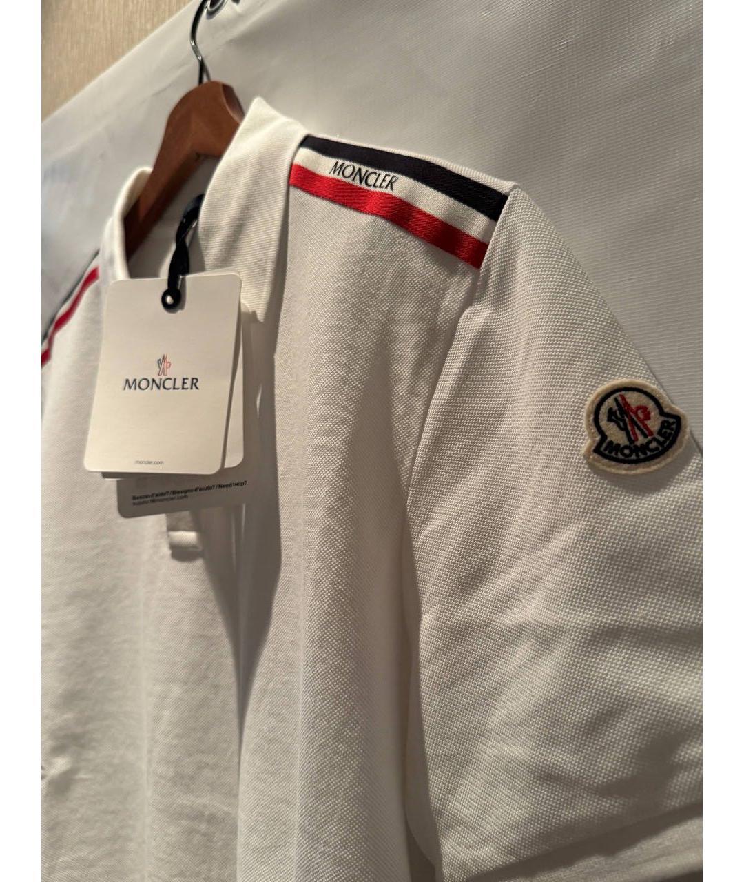 MONCLER Белое хлопковое поло с коротким рукавом, фото 2