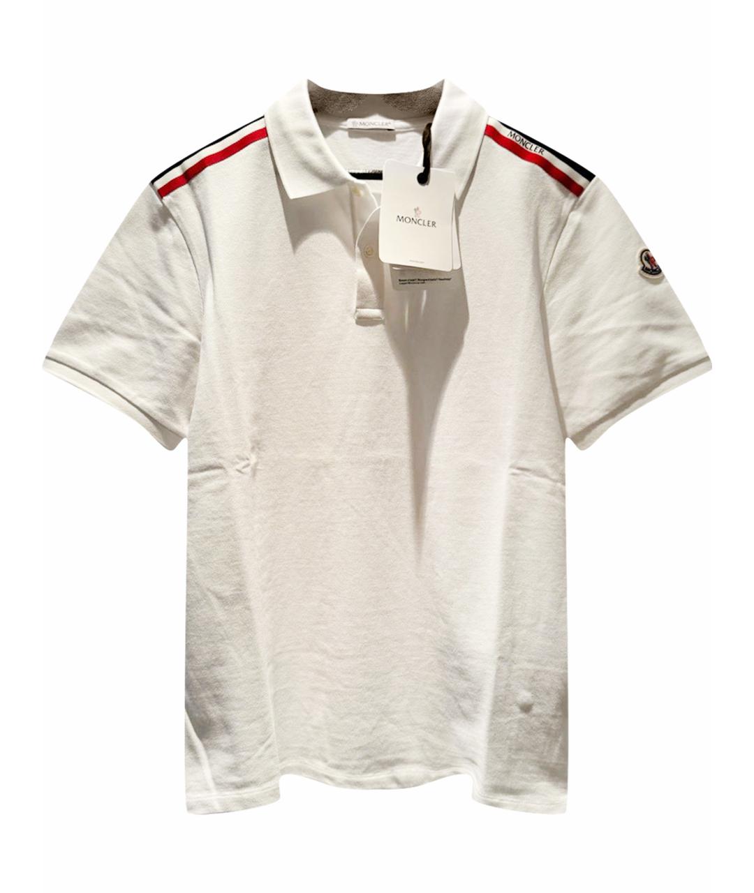 MONCLER Белое хлопковое поло с коротким рукавом, фото 1