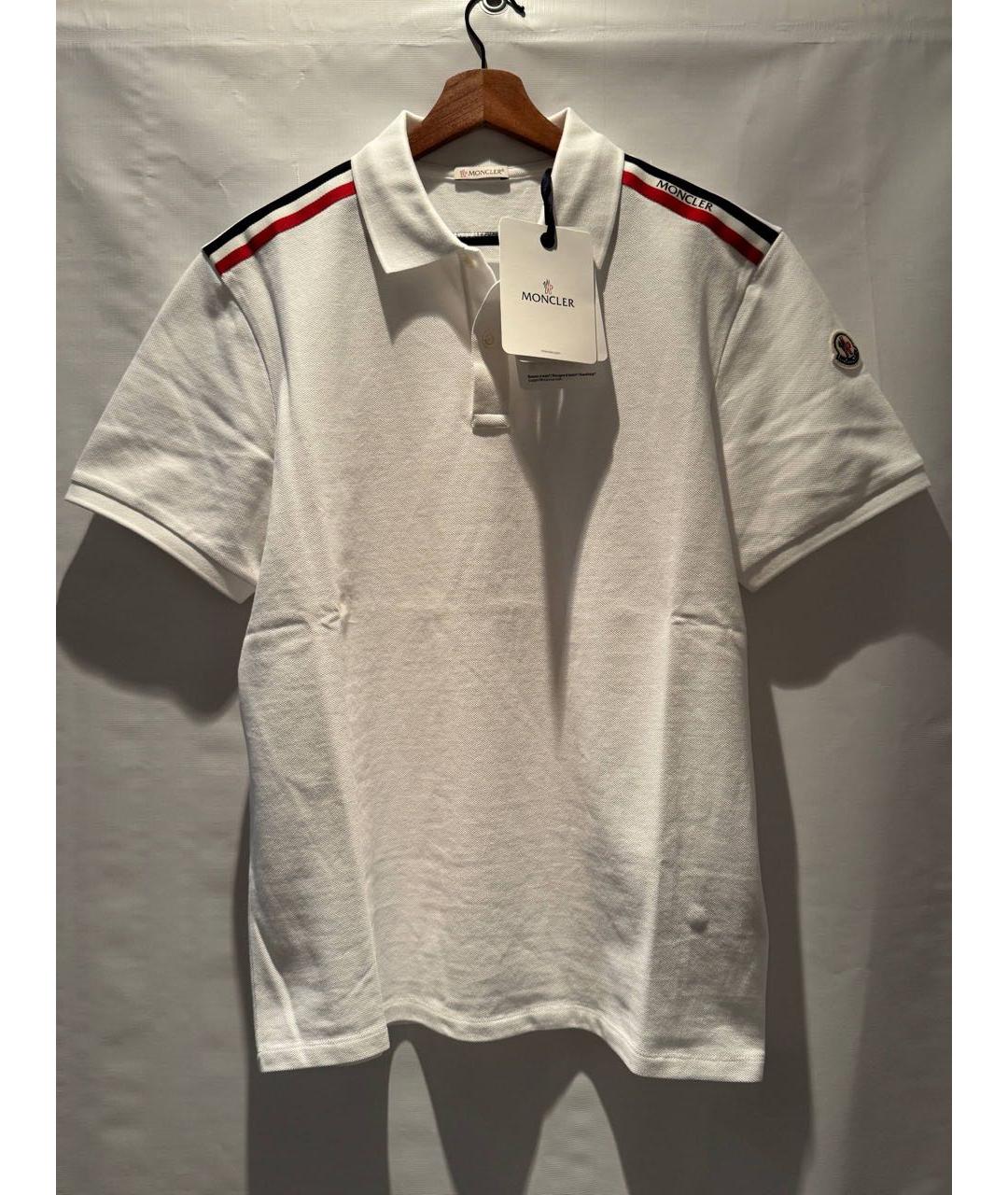 MONCLER Белое хлопковое поло с коротким рукавом, фото 5