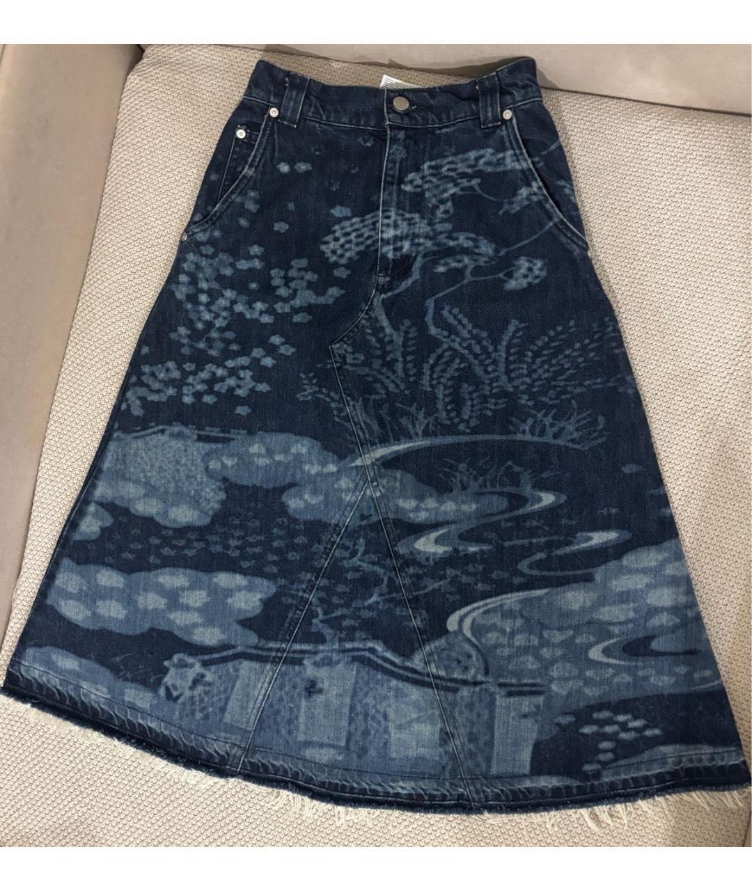 RED VALENTINO Синяя деним юбка миди, фото 5
