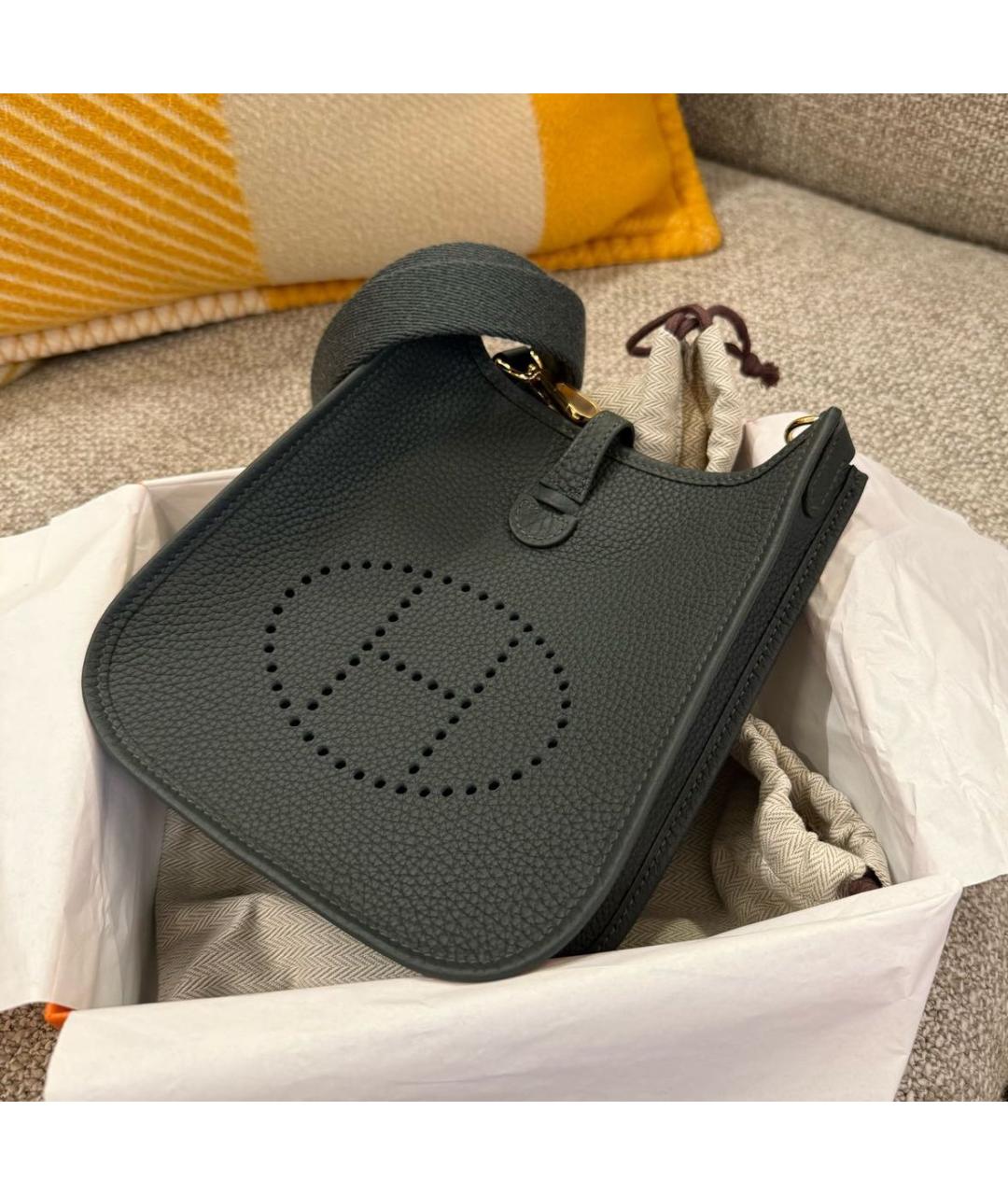 HERMES Серая кожаная сумка через плечо, фото 5