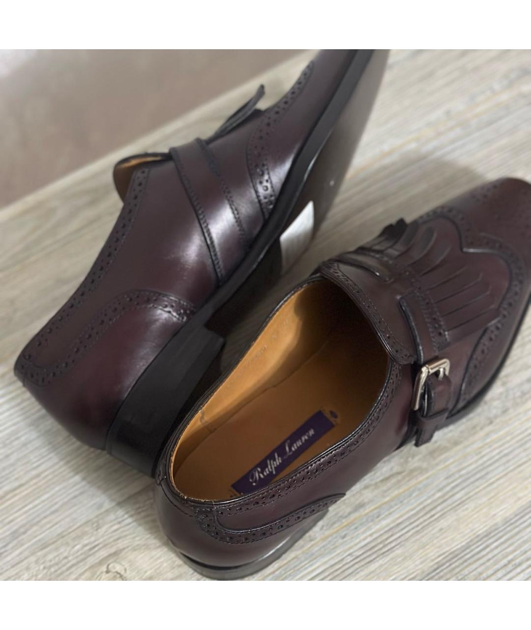 RALPH LAUREN PURPLE LABEL Коричневые кожаные брогги и оксфорды, фото 5