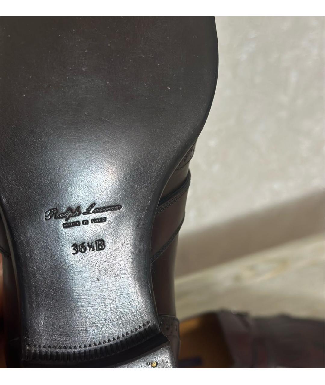 RALPH LAUREN PURPLE LABEL Коричневые кожаные брогги и оксфорды, фото 7