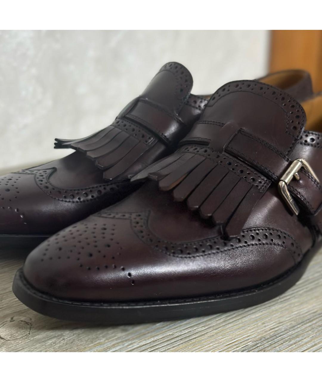 RALPH LAUREN PURPLE LABEL Коричневые кожаные брогги и оксфорды, фото 6