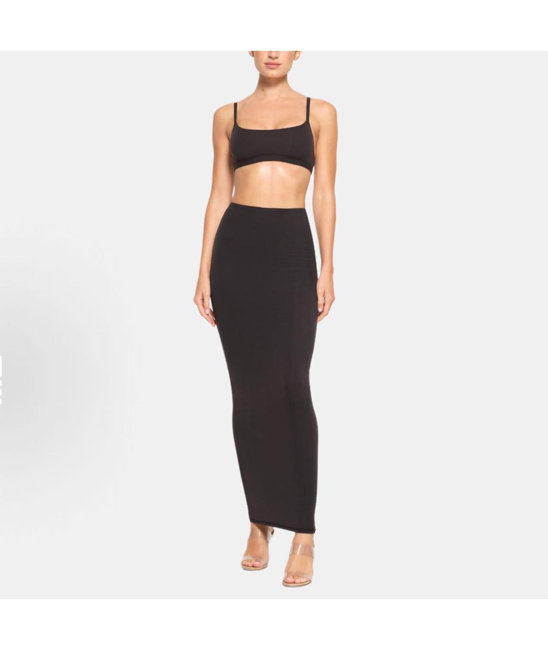 SKIMS Черная хлопковая юбка макси, фото 2