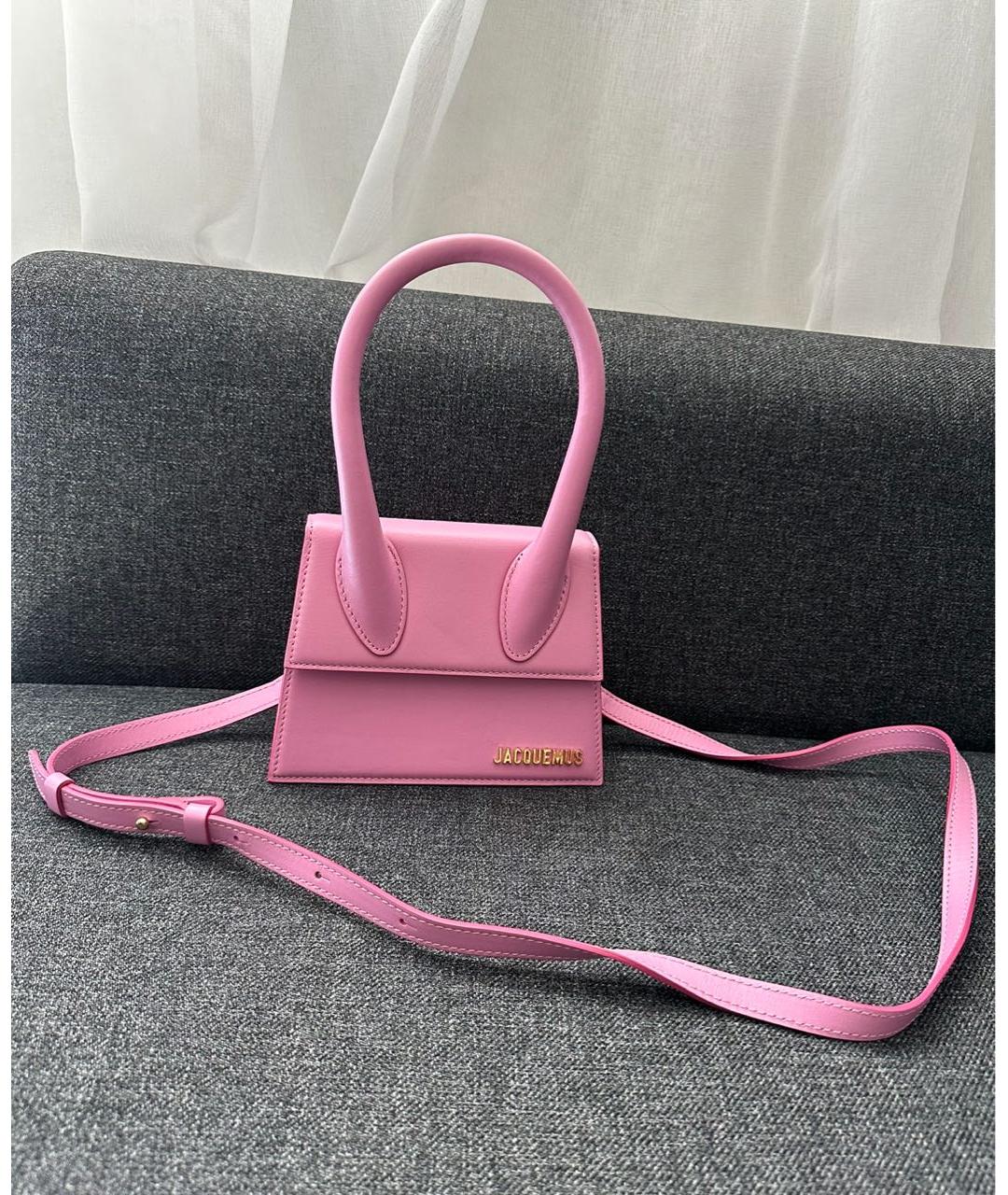 JACQUEMUS Розовая кожаная сумка через плечо, фото 8