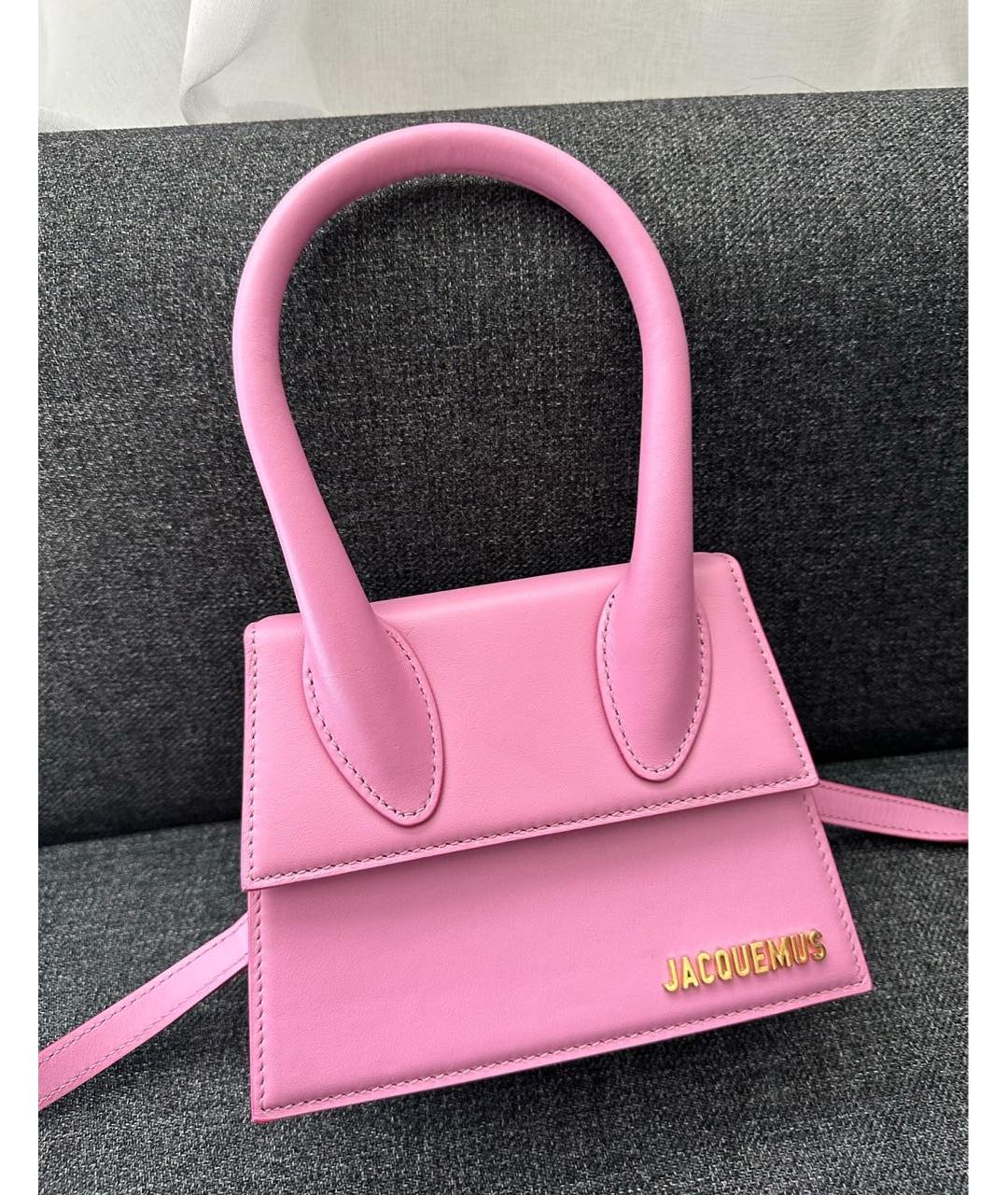 JACQUEMUS Розовая кожаная сумка через плечо, фото 2