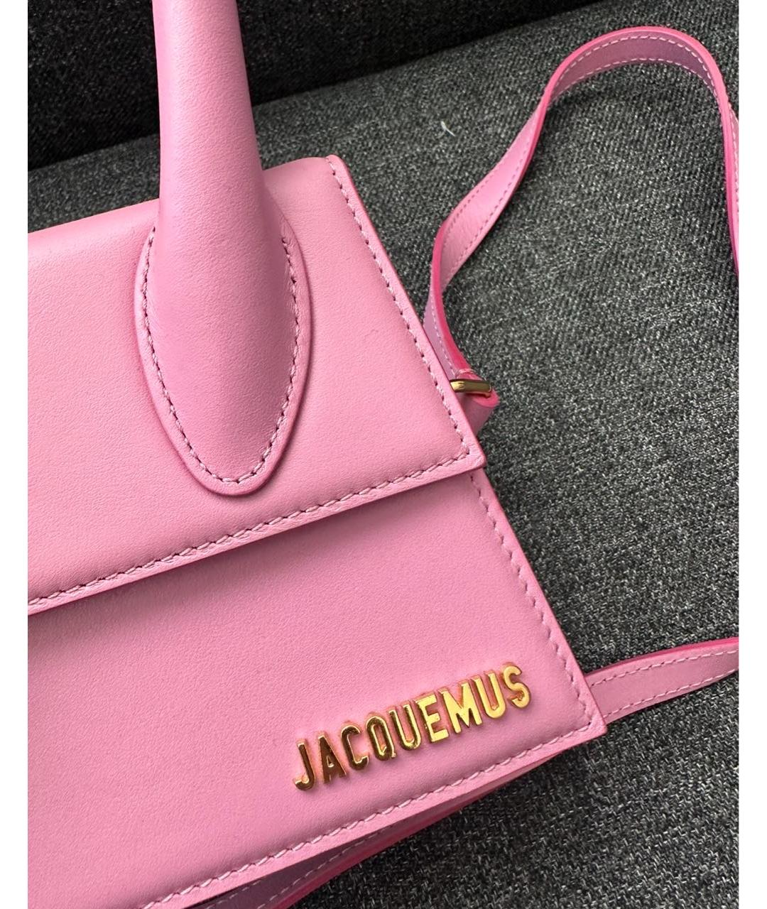 JACQUEMUS Розовая кожаная сумка через плечо, фото 7