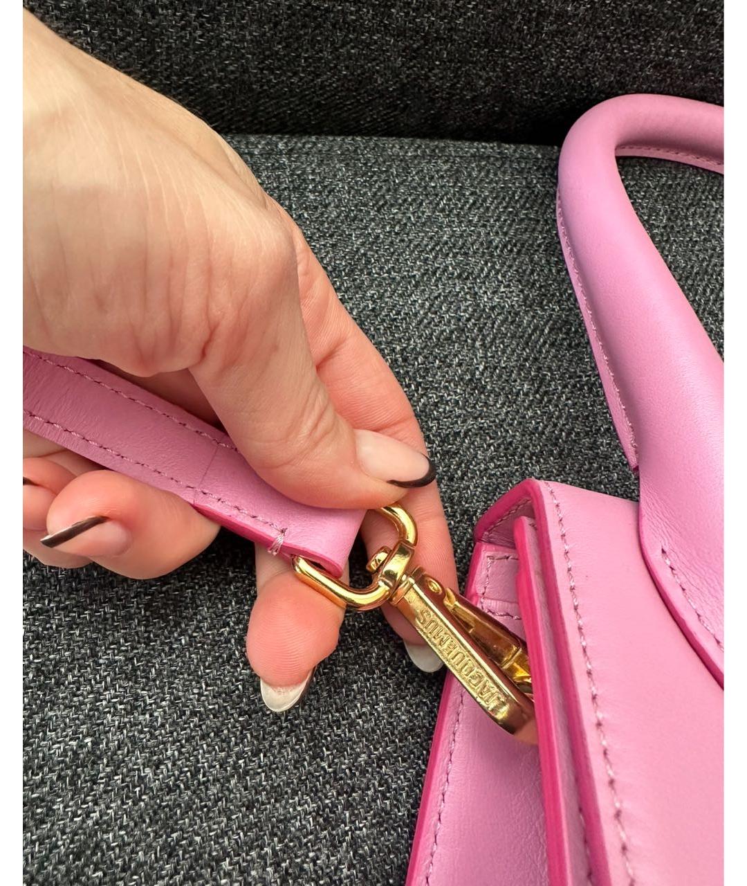 JACQUEMUS Розовая кожаная сумка через плечо, фото 6