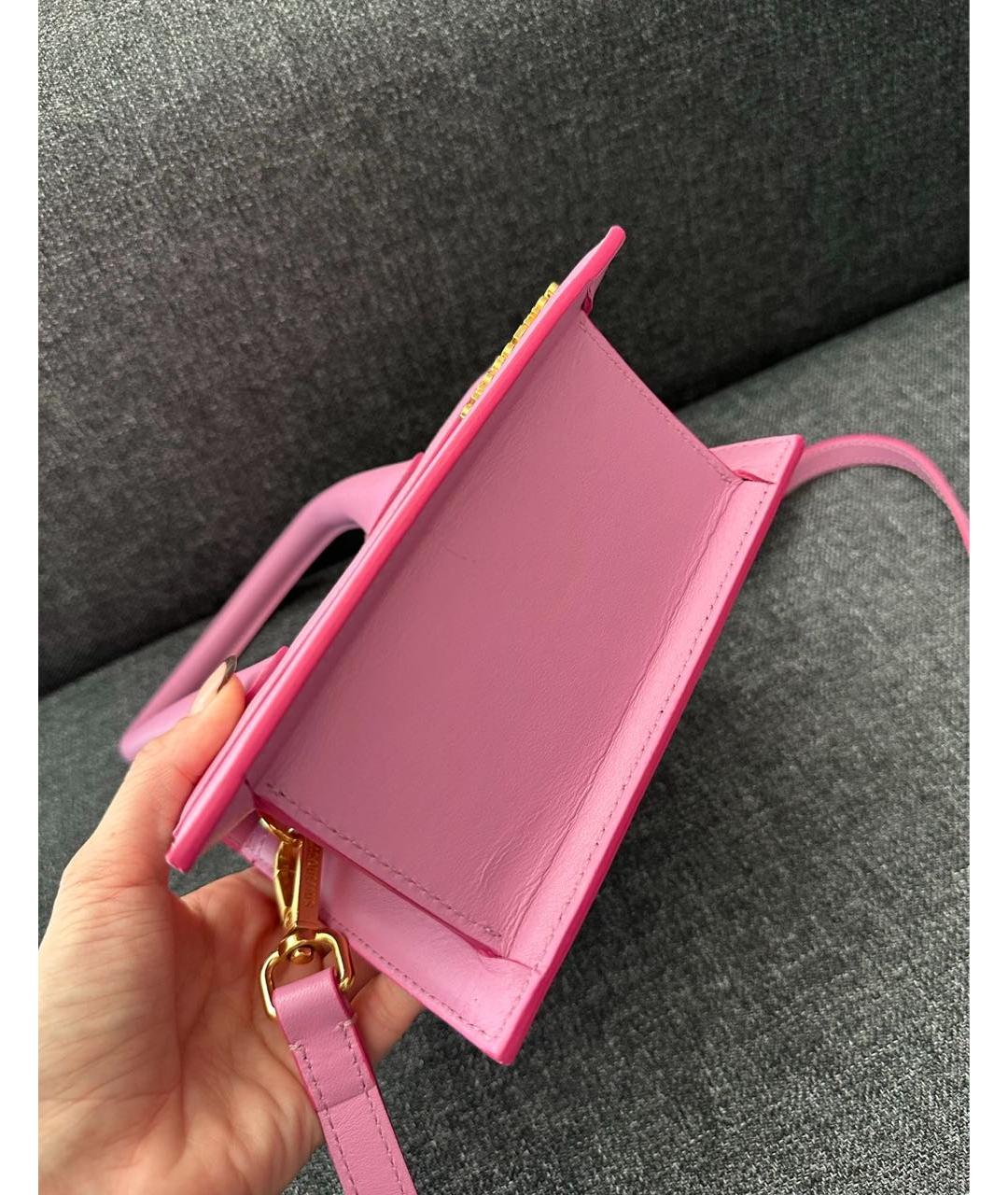 JACQUEMUS Розовая кожаная сумка через плечо, фото 3