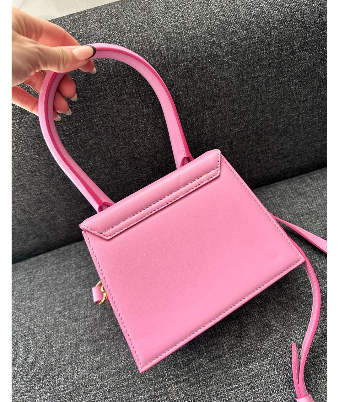 JACQUEMUS Розовая кожаная сумка через плечо, фото 4