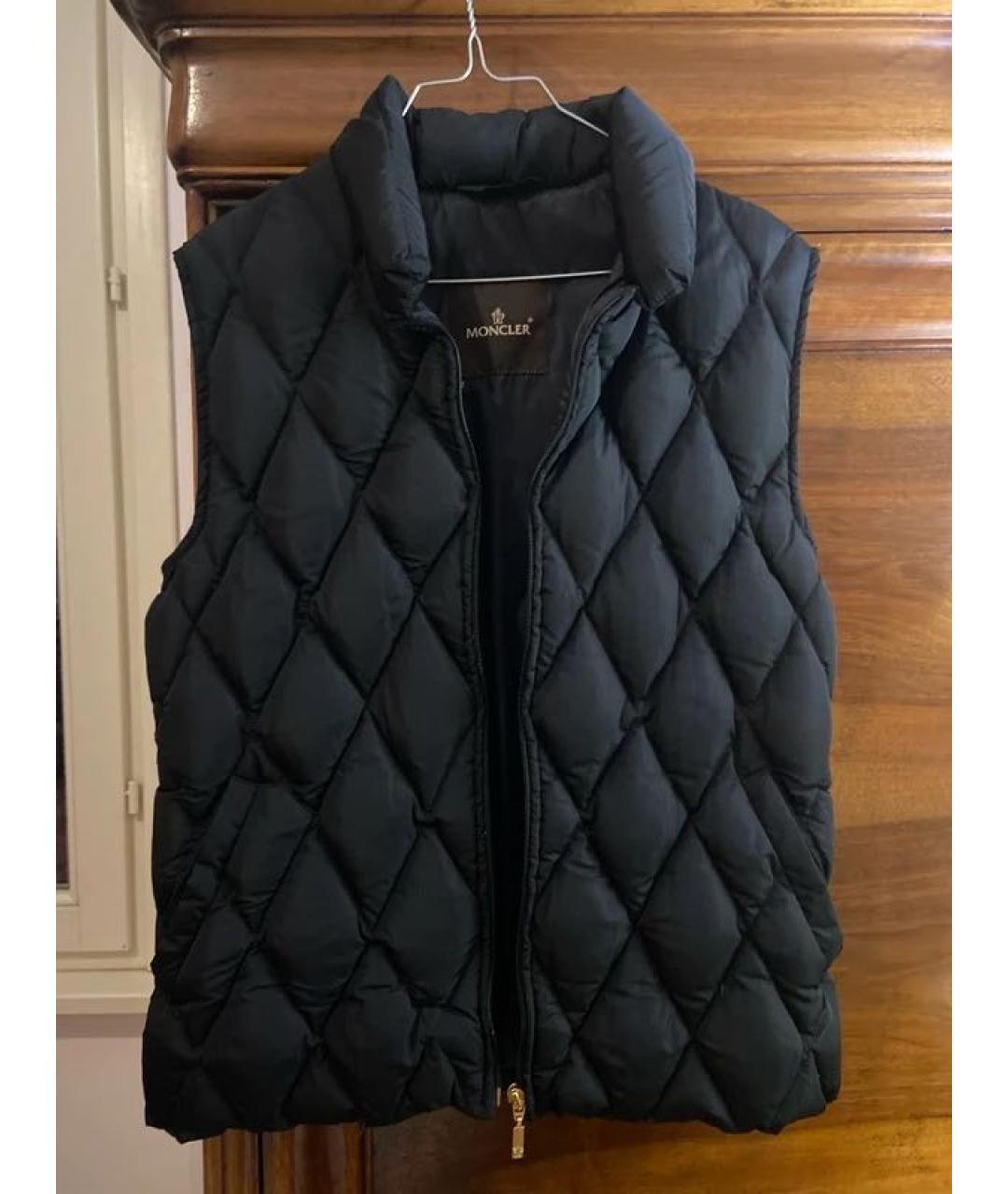 MONCLER Черный полиэстеровый жилет, фото 9