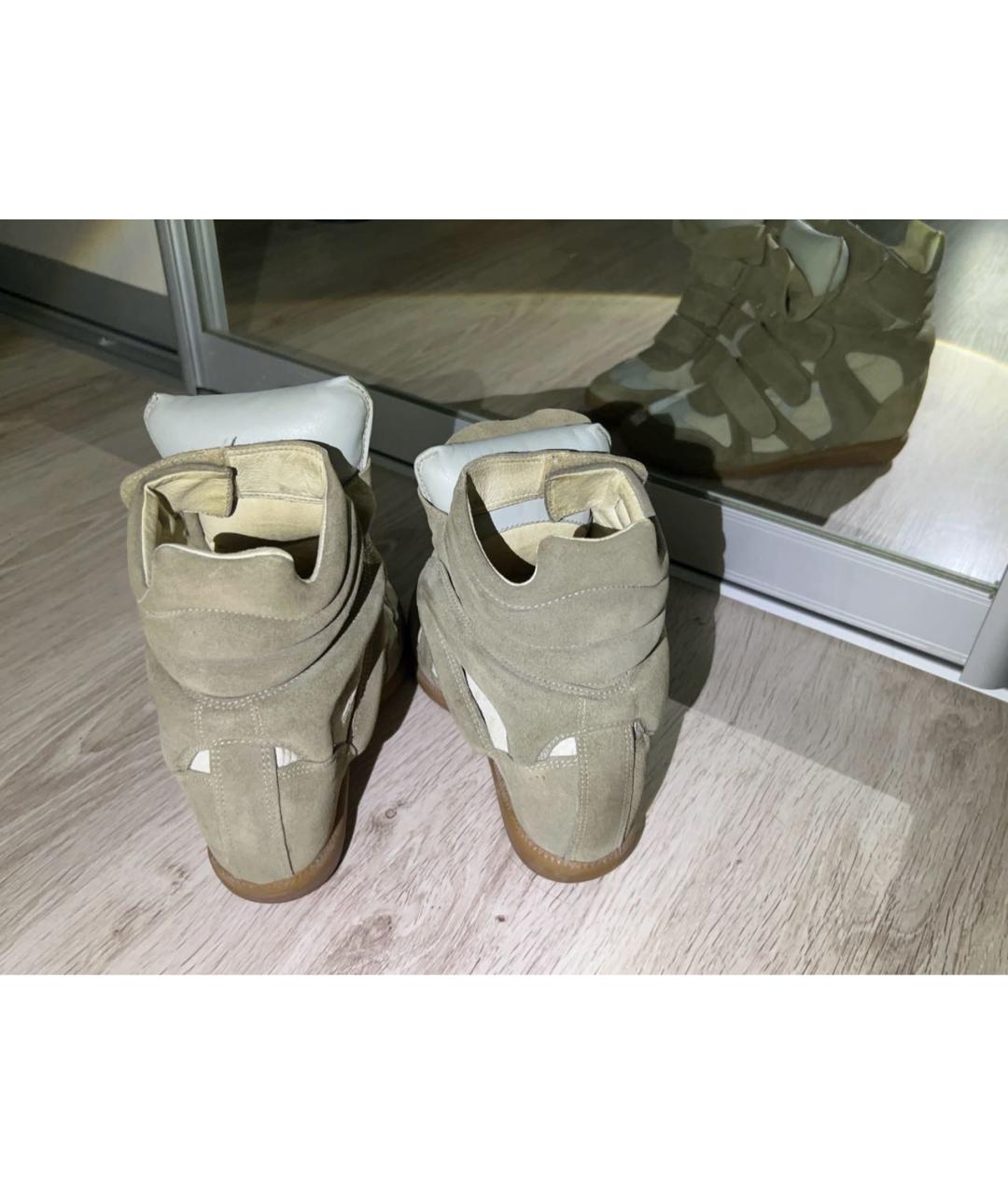 ISABEL MARANT Бежевые замшевые кроссовки, фото 2