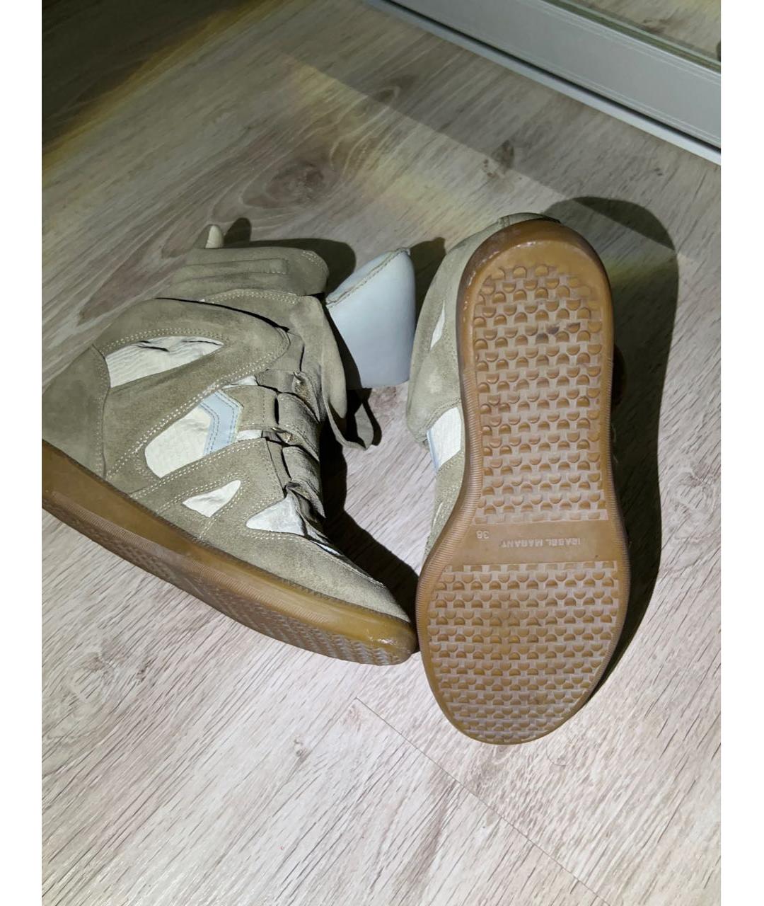 ISABEL MARANT Бежевые замшевые кроссовки, фото 4