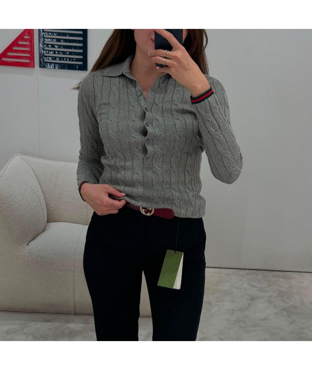 GUCCI Серый шерстяной джемпер / свитер, фото 4