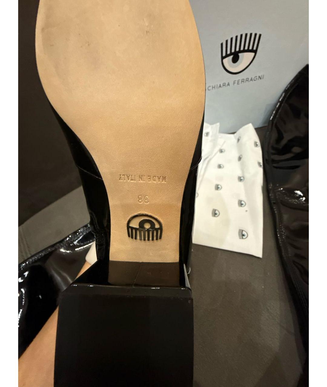 CHIARA FERRAGNI Черные ботфорты из лакированной кожи, фото 7