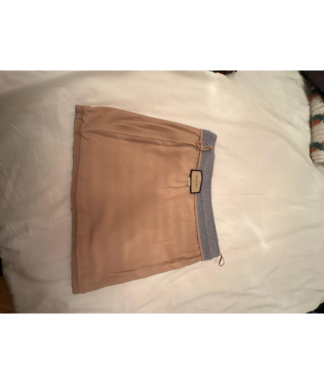 GUCCI Серая шерстяная юбка мини, фото 4