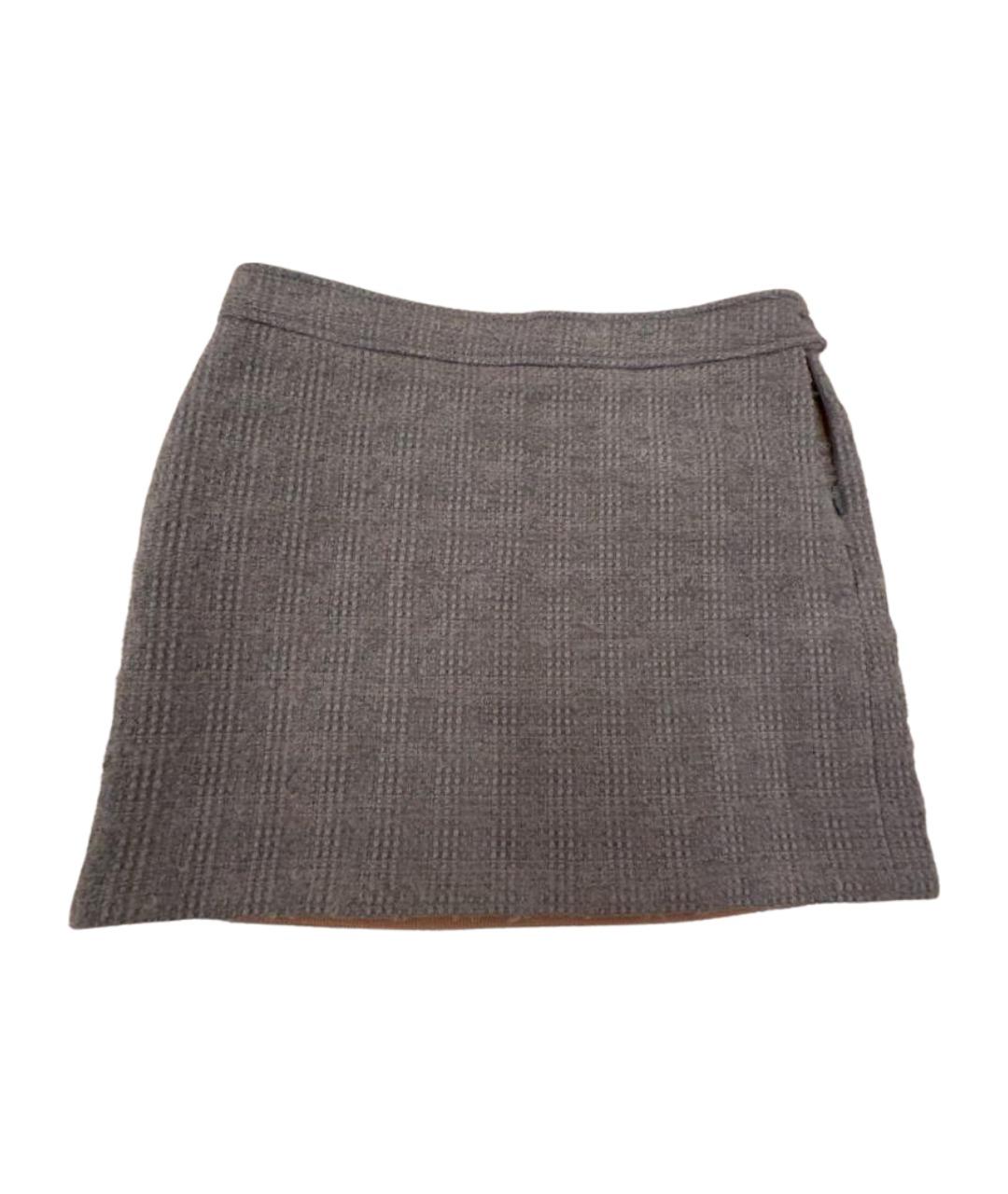 GUCCI Серая шерстяная юбка мини, фото 1