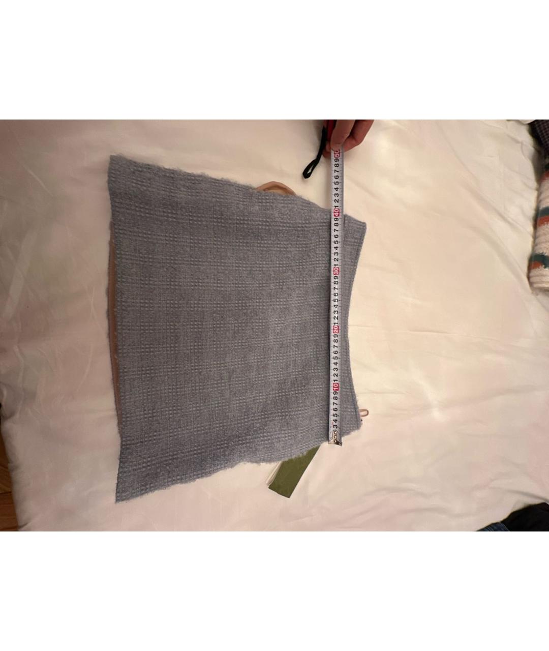 GUCCI Серая шерстяная юбка мини, фото 6