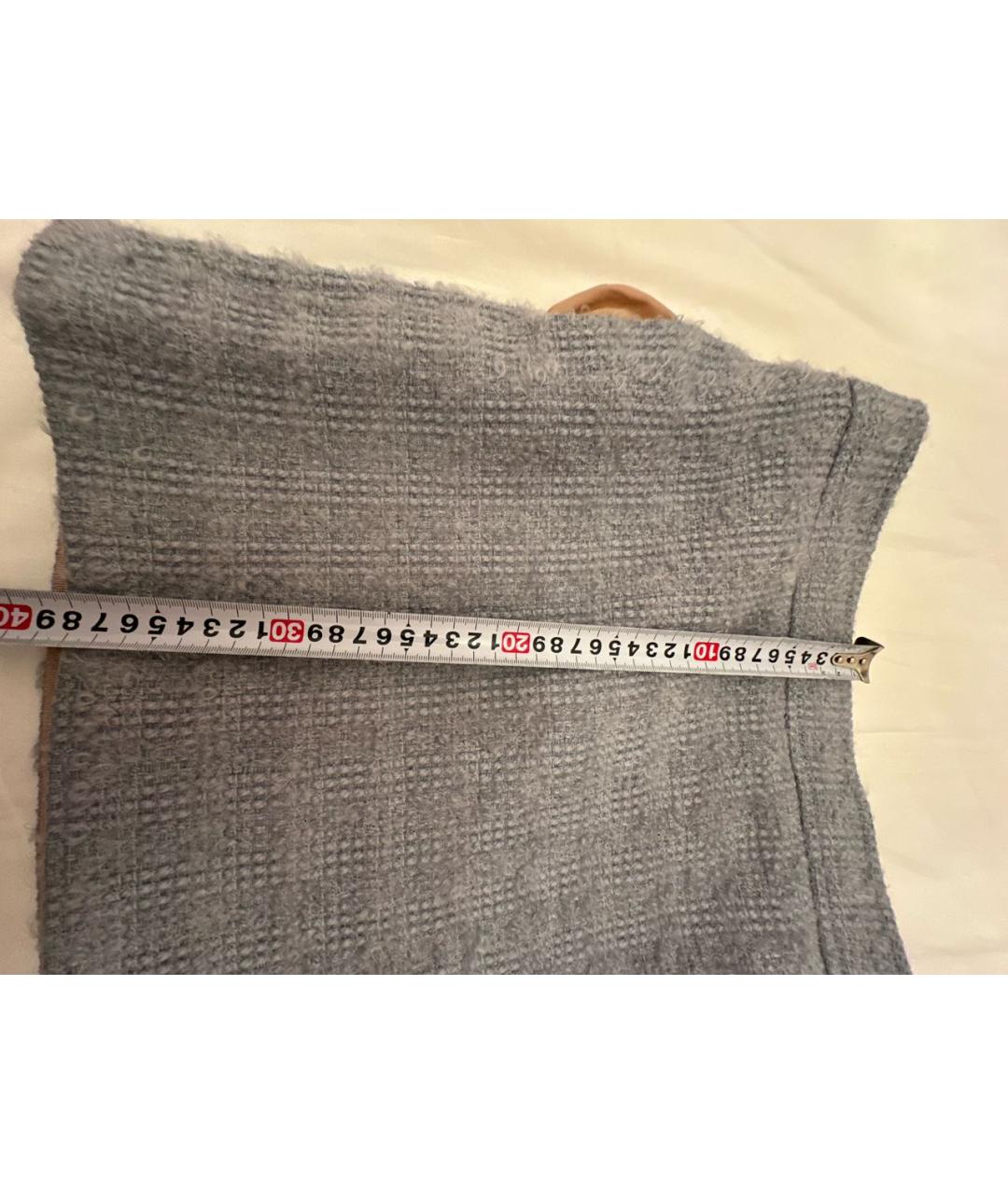 GUCCI Серая шерстяная юбка мини, фото 7