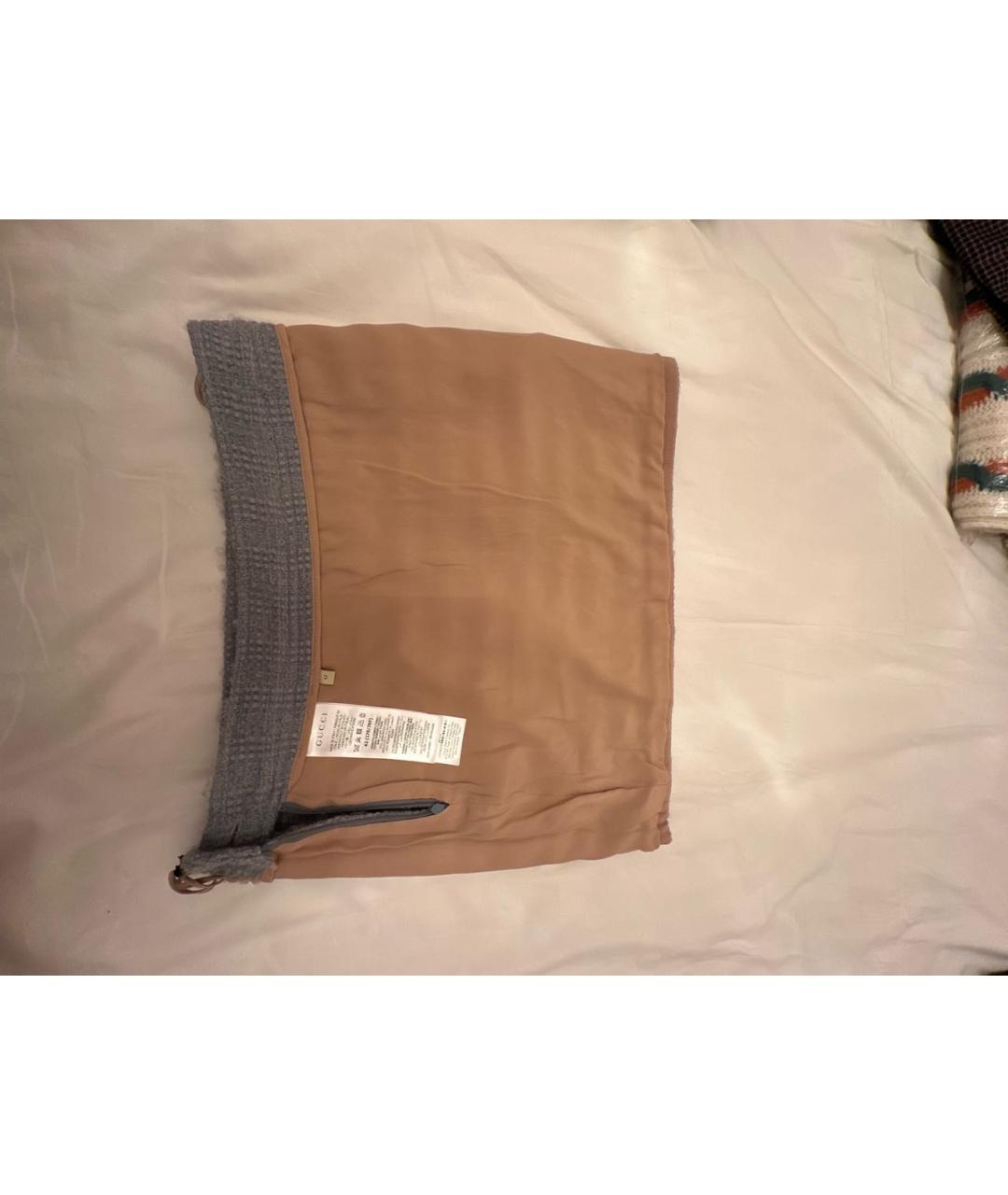 GUCCI Серая шерстяная юбка мини, фото 3