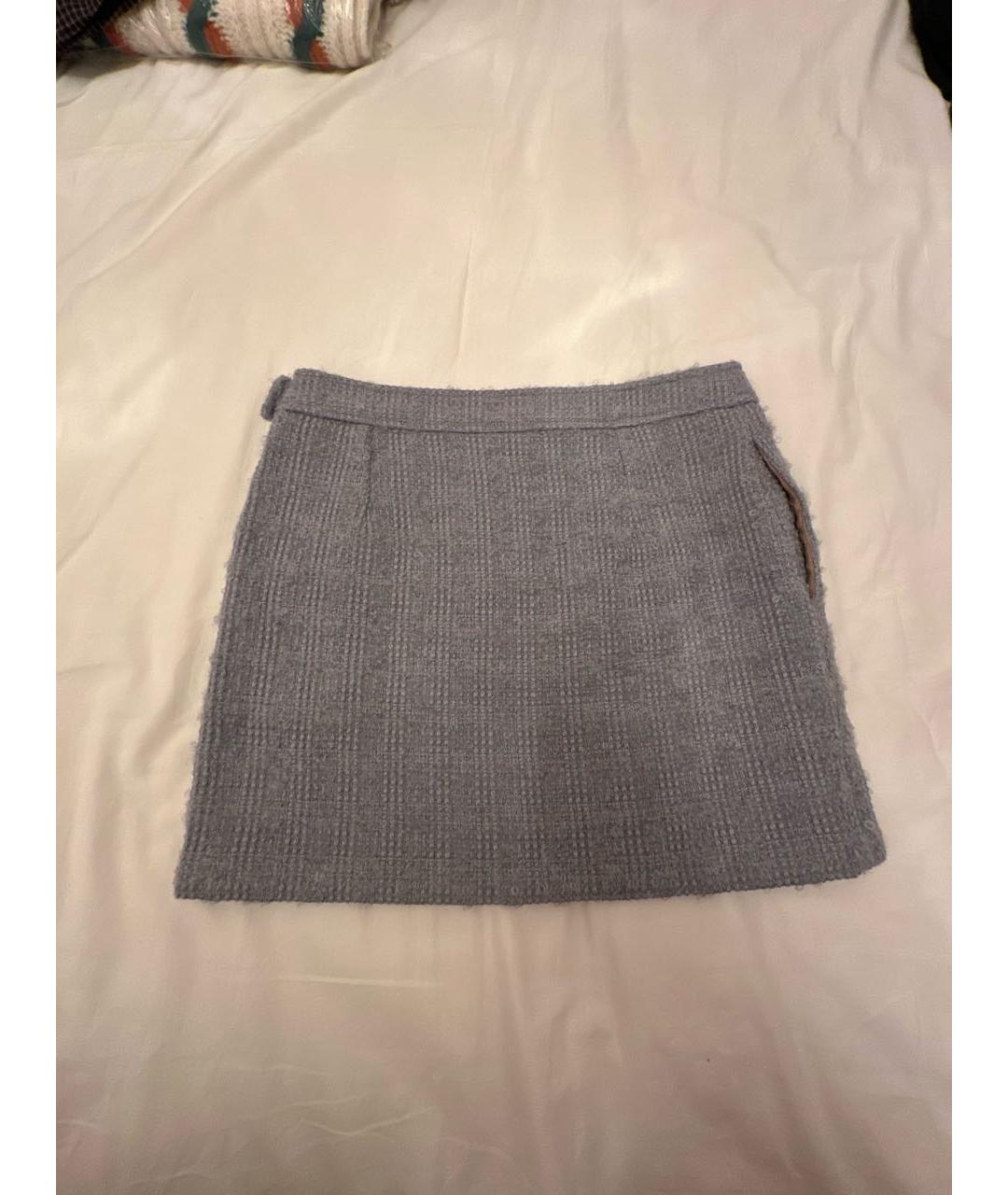 GUCCI Серая шерстяная юбка мини, фото 2