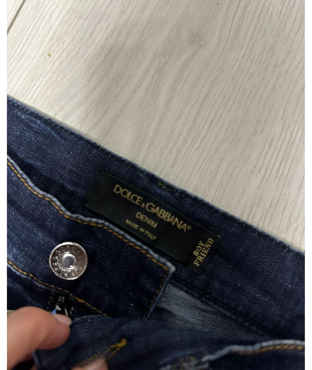 DOLCE&GABBANA Темно-синие хлопковые джинсы слим, фото 3