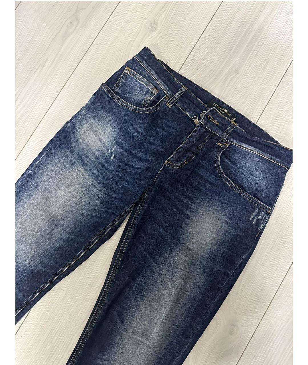 DOLCE&GABBANA Темно-синие хлопковые джинсы слим, фото 2