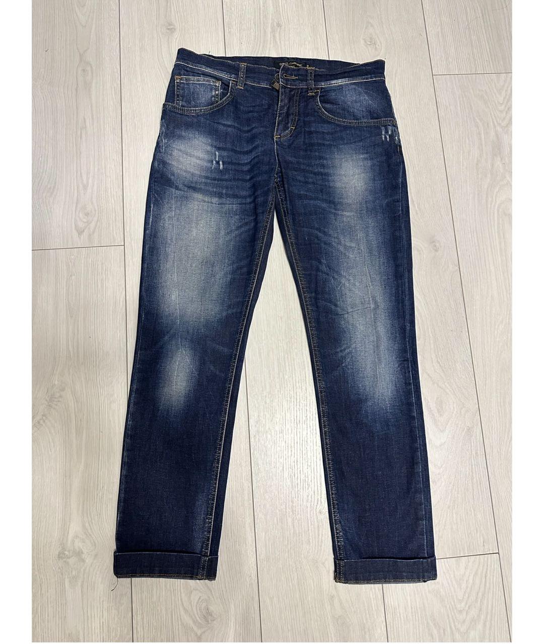 DOLCE&GABBANA Темно-синие хлопковые джинсы слим, фото 6