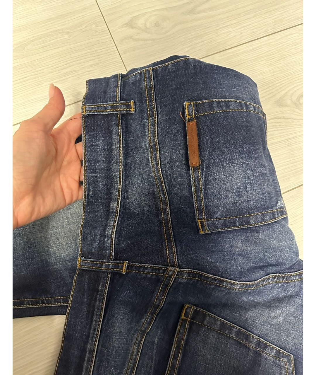 DOLCE&GABBANA Темно-синие хлопковые джинсы слим, фото 5