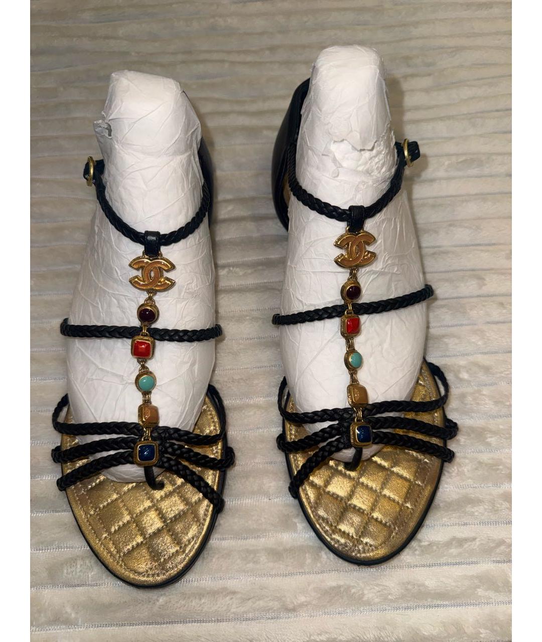 CHANEL Черные кожаные сандалии, фото 7