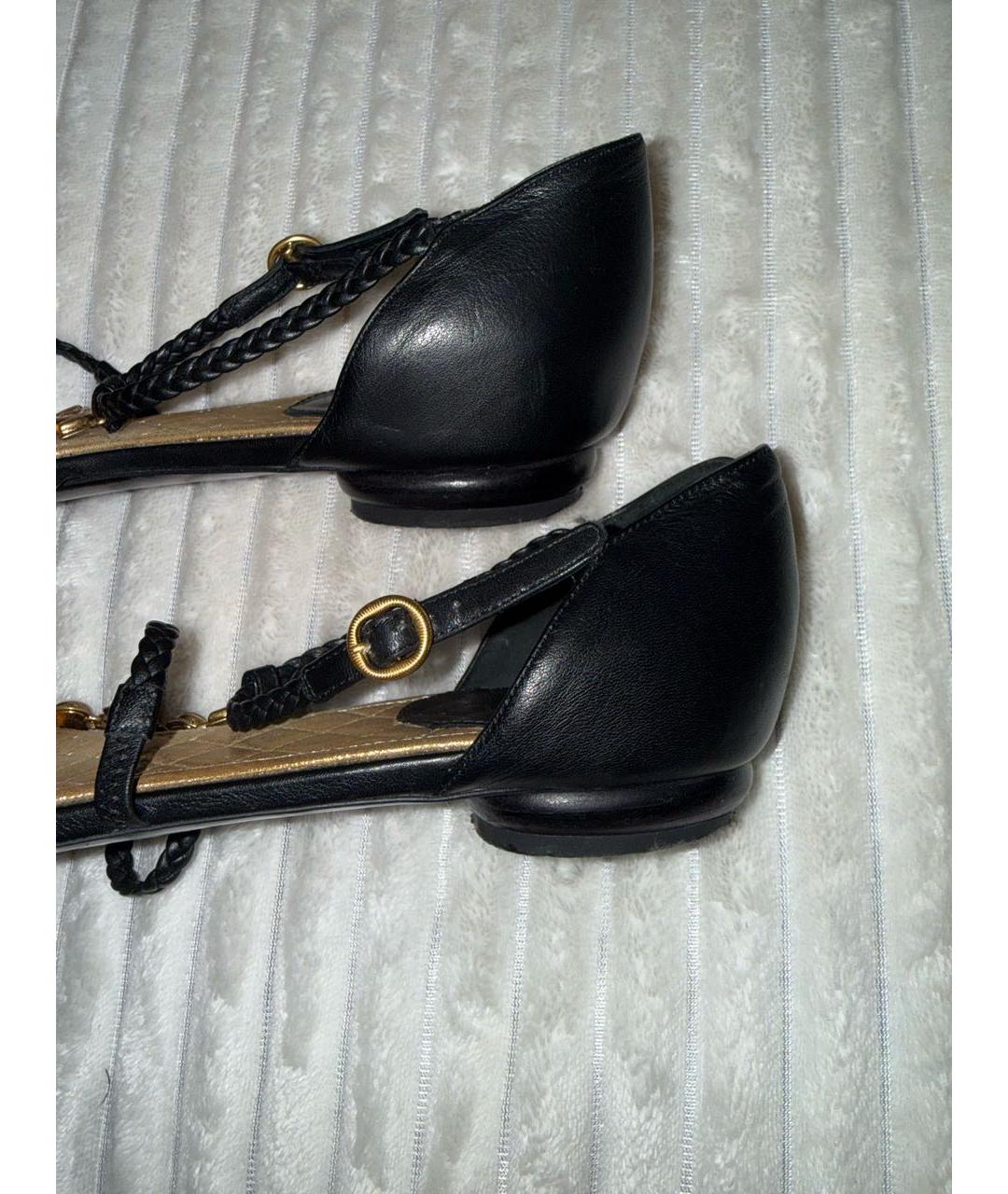 CHANEL Черные кожаные сандалии, фото 2