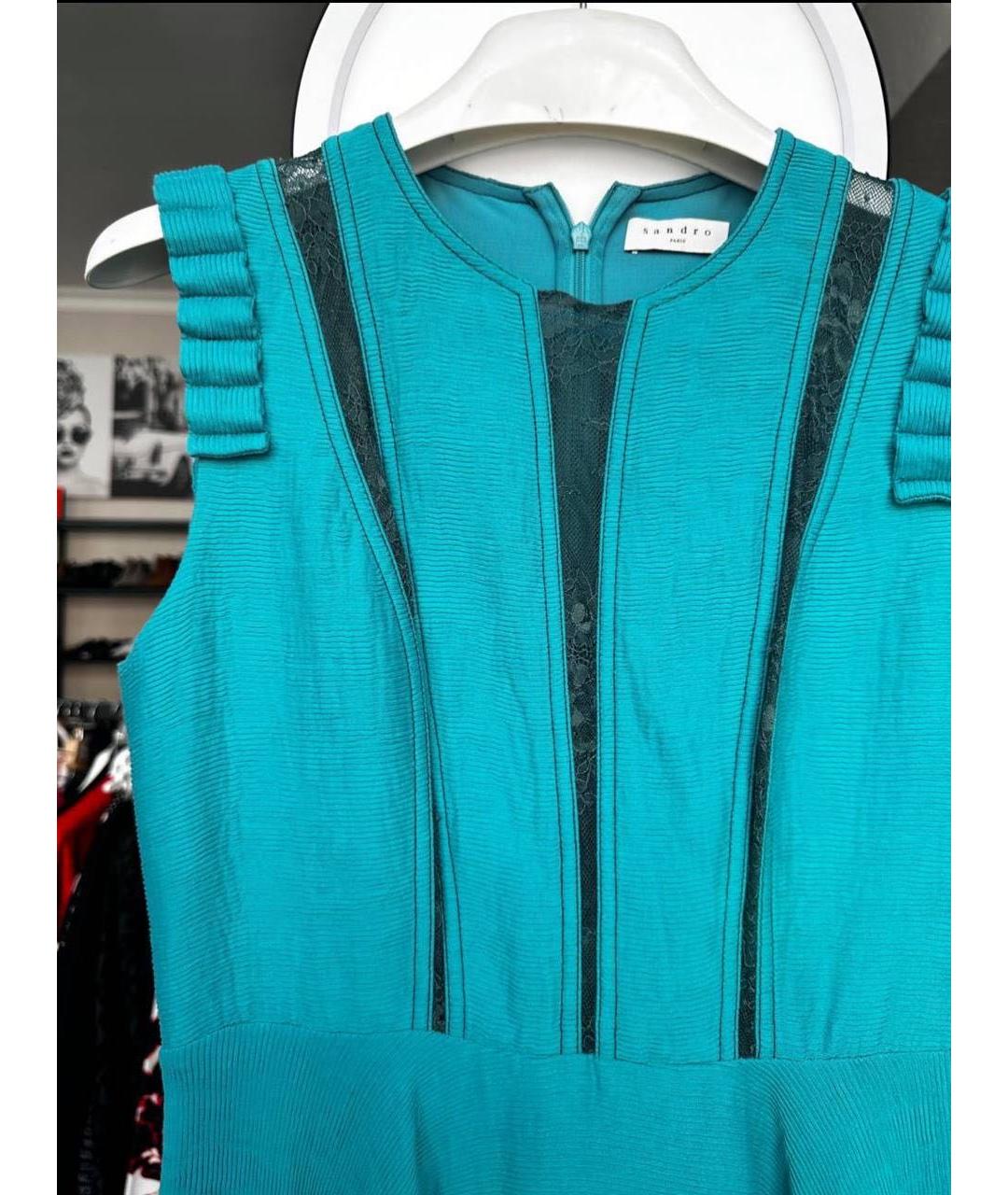 SANDRO Бирюзовое вискозное повседневное платье, фото 7