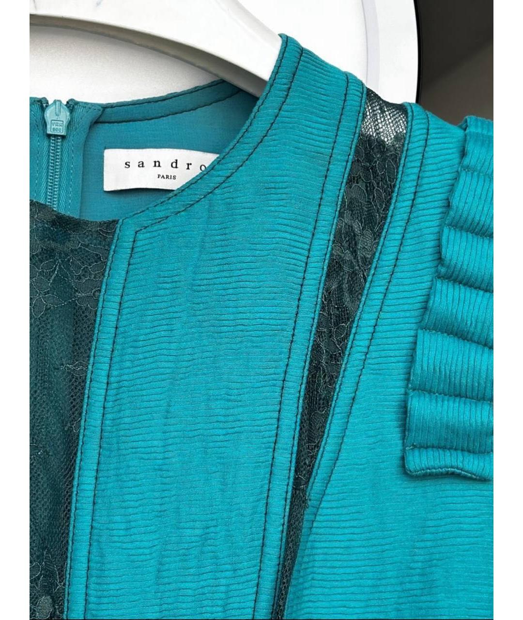 SANDRO Бирюзовое вискозное повседневное платье, фото 5