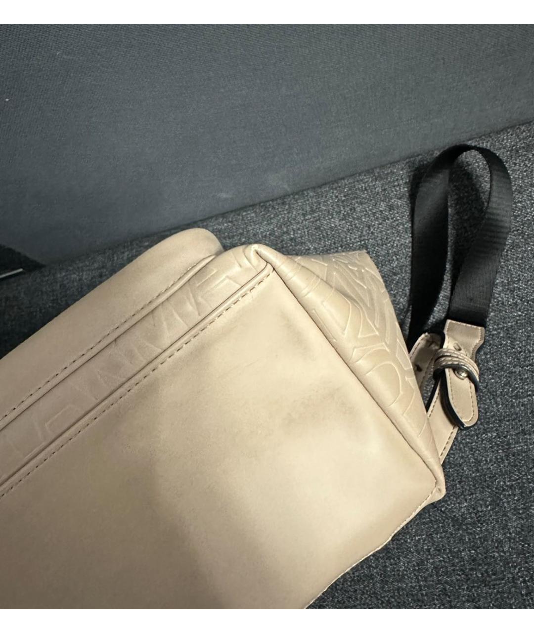 ARMANI EXCHANGE Бежевый кожаный рюкзак, фото 4