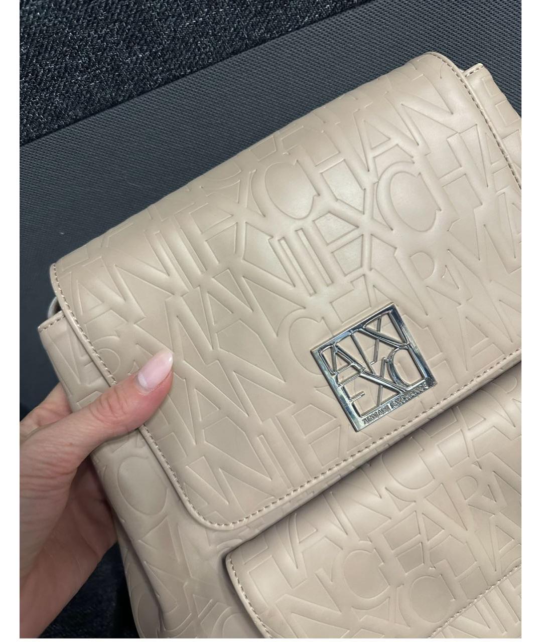 ARMANI EXCHANGE Бежевый кожаный рюкзак, фото 6