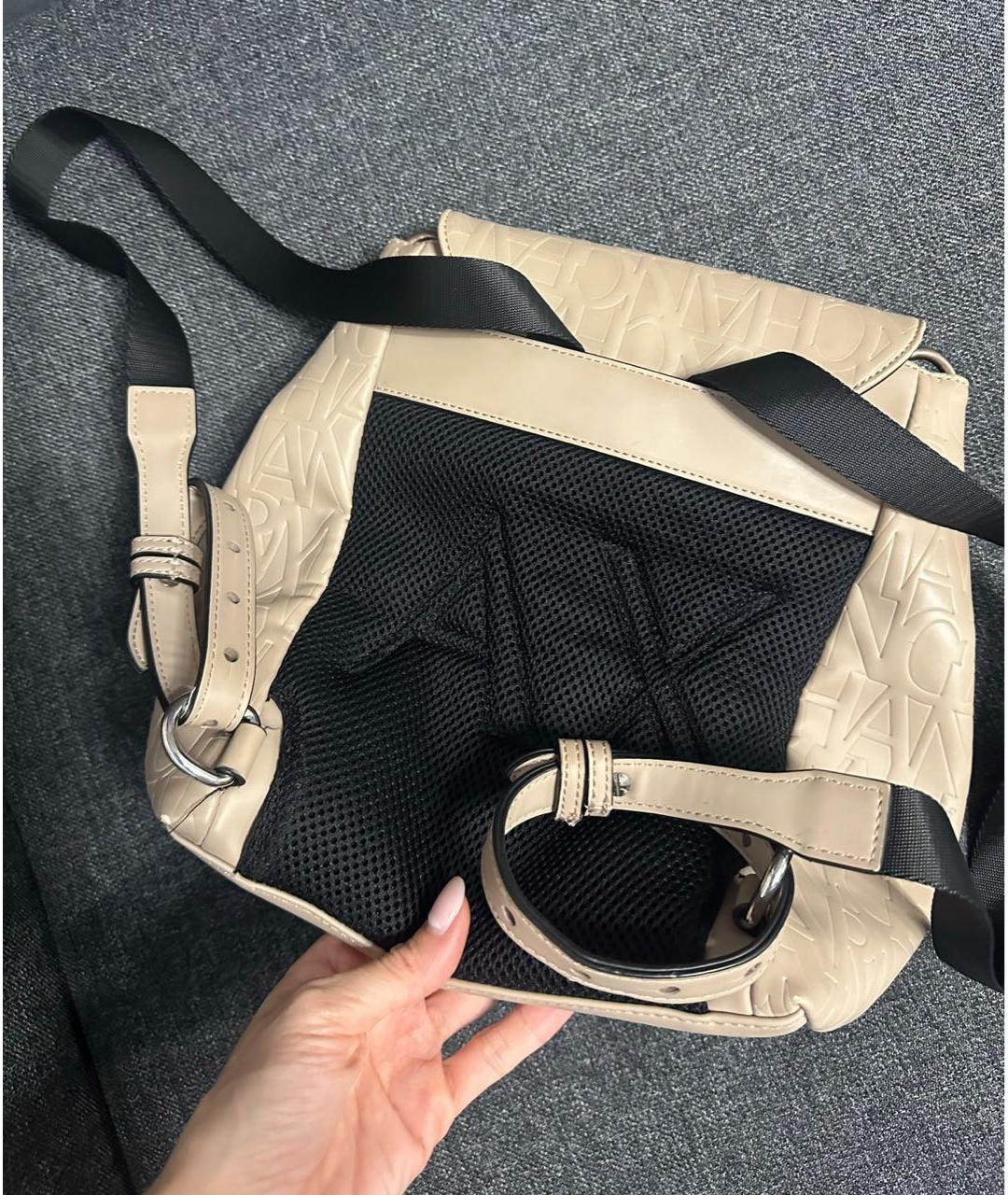 ARMANI EXCHANGE Бежевый кожаный рюкзак, фото 3