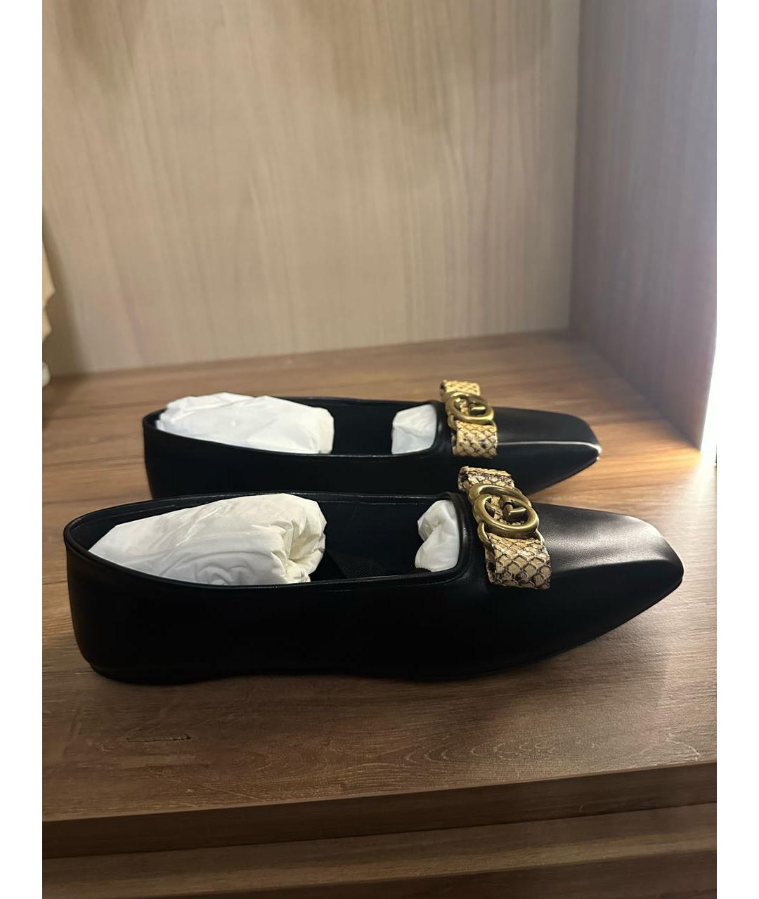 GUCCI Черные кожаные балетки, фото 7