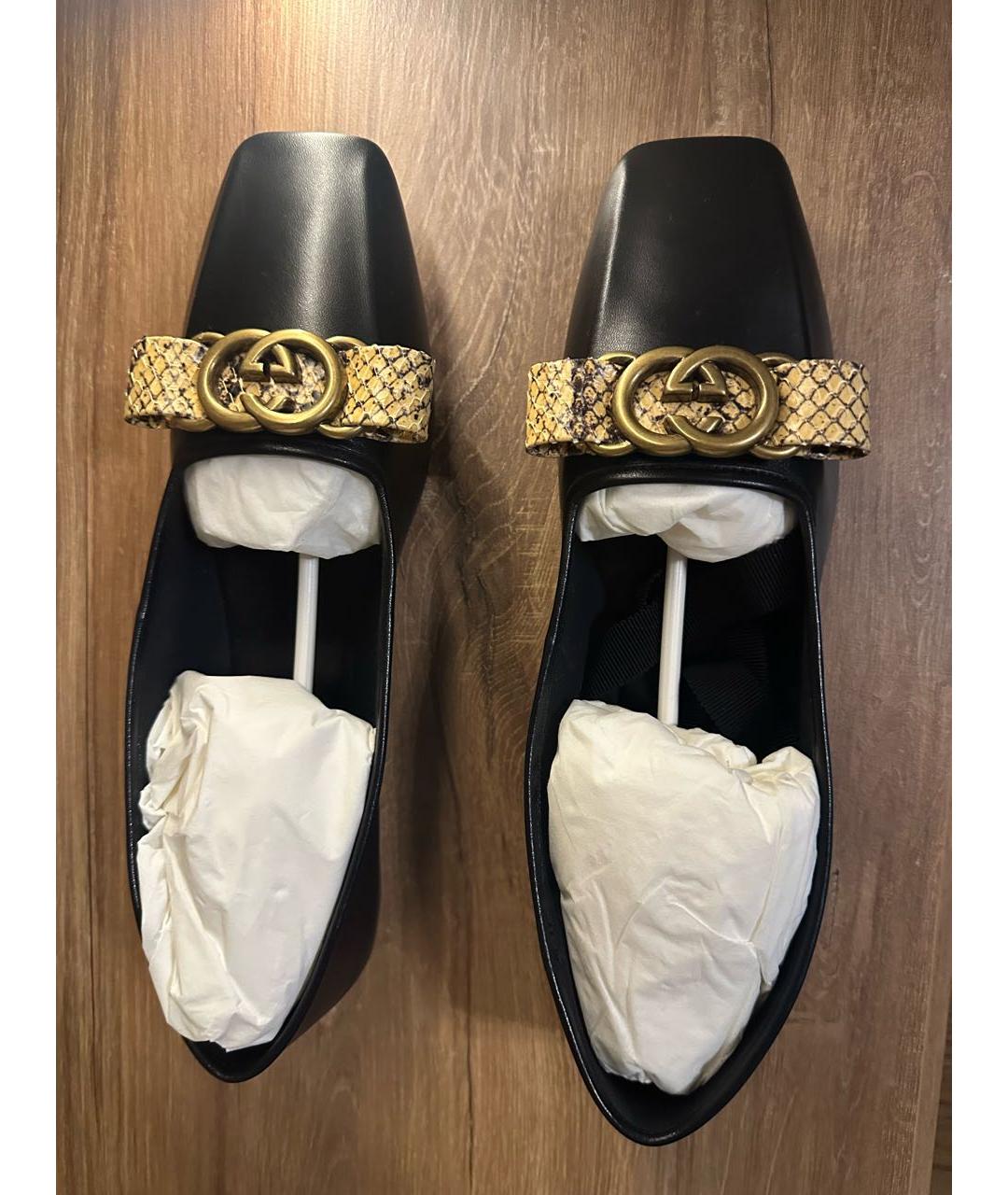 GUCCI Черные кожаные балетки, фото 3