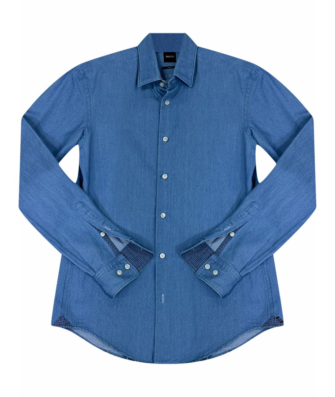 HUGO BOSS Голубая хлопковая кэжуал рубашка, фото 1