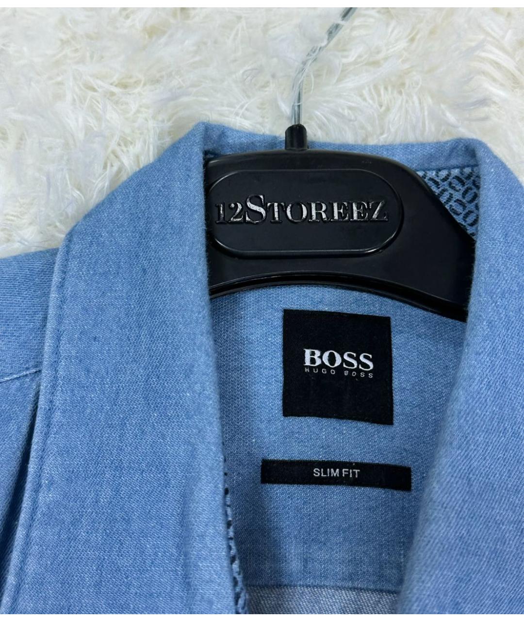 HUGO BOSS Голубая хлопковая кэжуал рубашка, фото 3